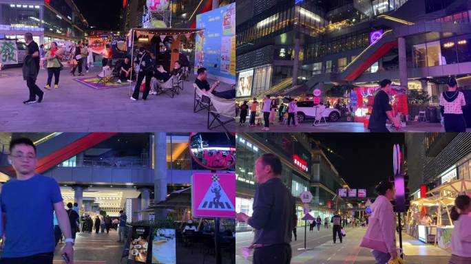 五一节重庆夜晚特色商业街繁华都市人流延时