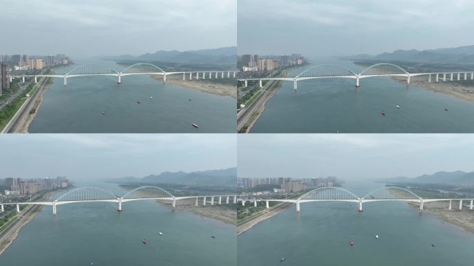 宜昌宜万铁路长江大桥4K航拍