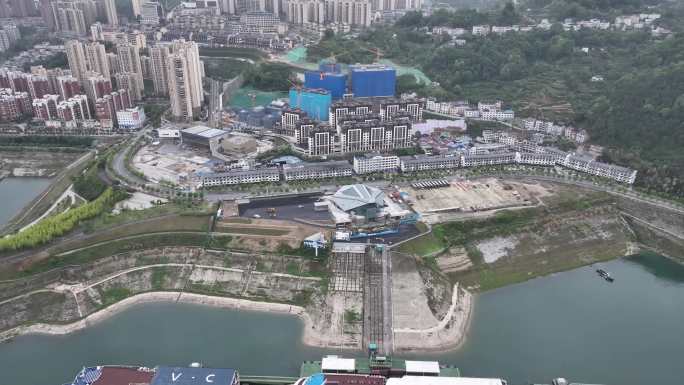湖北长江秭归游轮港口4K航拍