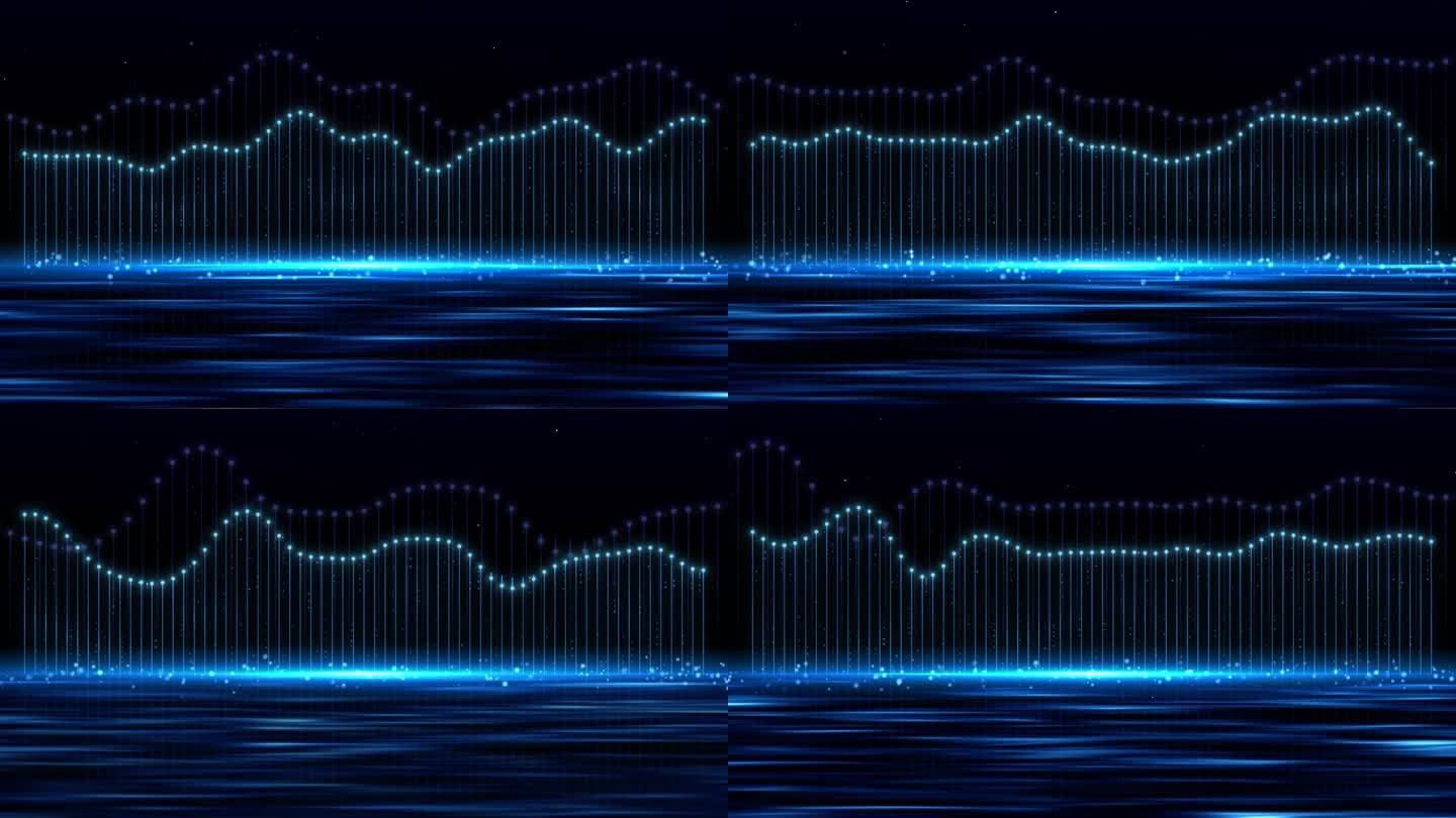 蓝色波浪起伏律动线条背景循环