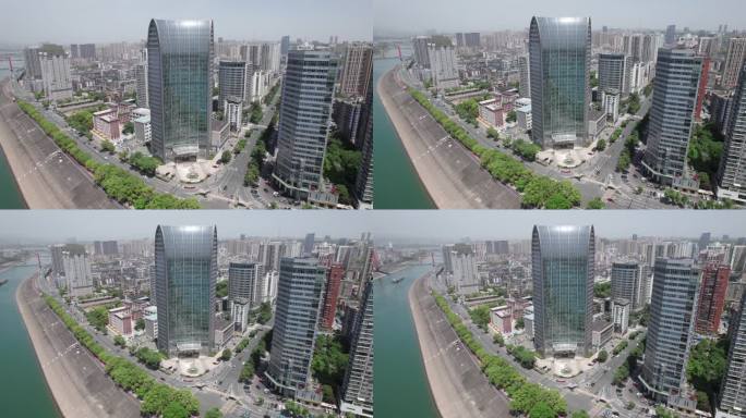 宜昌中国建设银行三峡支行大楼4K航拍