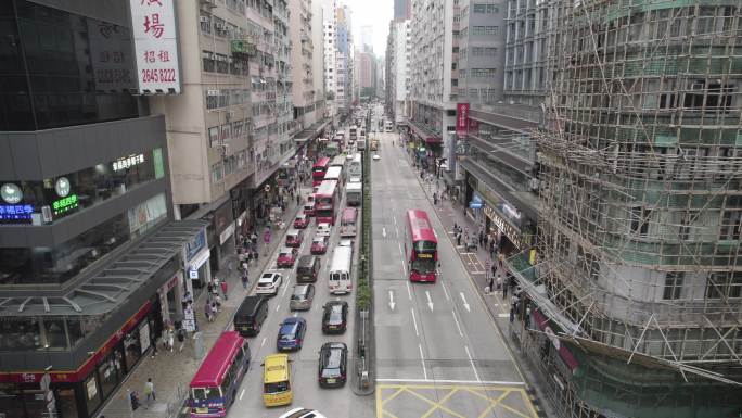 香港旺角弥敦道街景车流航拍集合