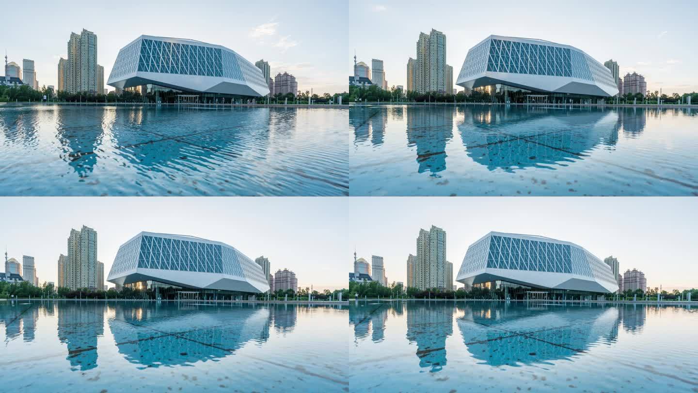 中国哈尔滨音乐厅延时风光