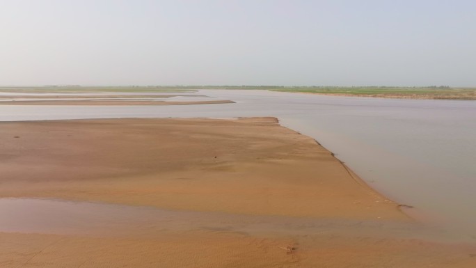 航拍郑州黄河湿地滩涂