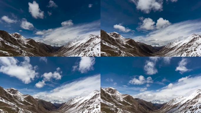 川西高原巴朗山雪山蓝天白云变焦流云延时