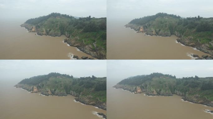 航拍台州玉环海边