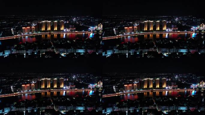 县城夜景，乡村振兴，百县千镇万村