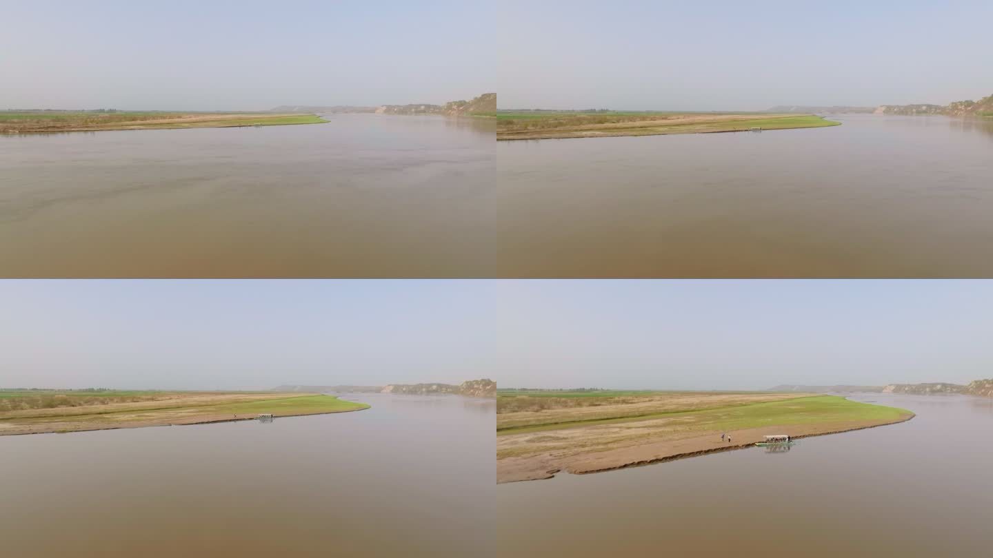 航拍郑州黄河湿地滩涂