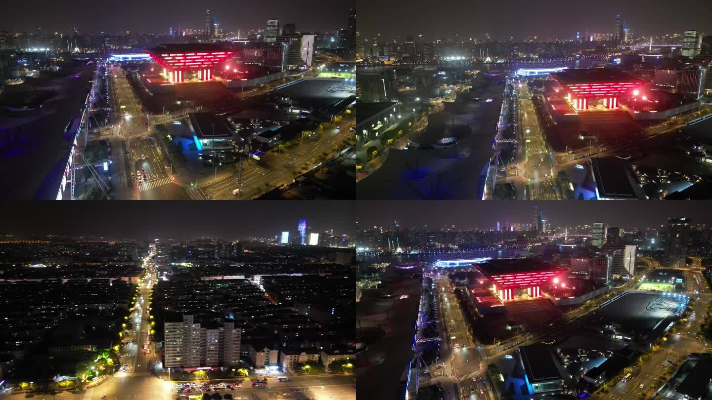 上海世博轴夜景航拍