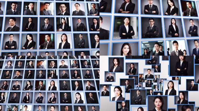 照片墙100张蓝色企业商务科技图文汇聚