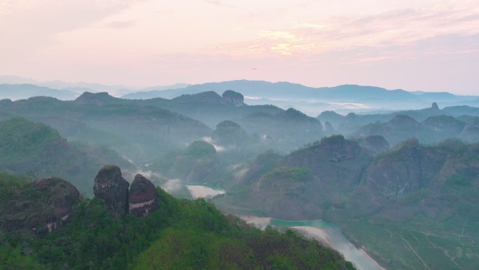 航拍武夷山日出风光