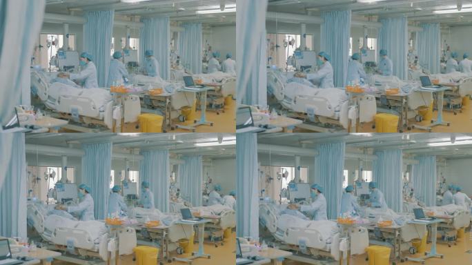 医院ICU重症病房呼吸机护士照顾病人