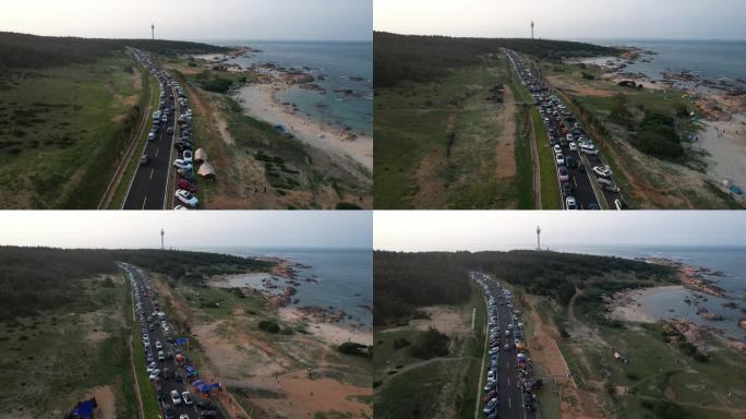 【4K】木兰湾海滩旅游公路拥堵