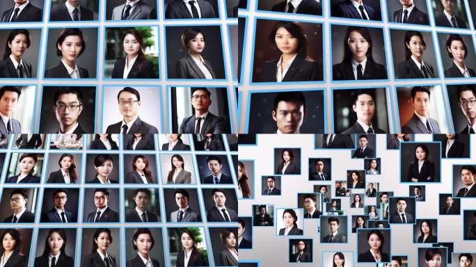 照片墙60张蓝色企业商务科技图文汇聚