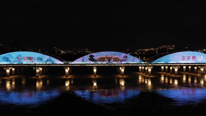 航拍泉州浮桥夜景灯光