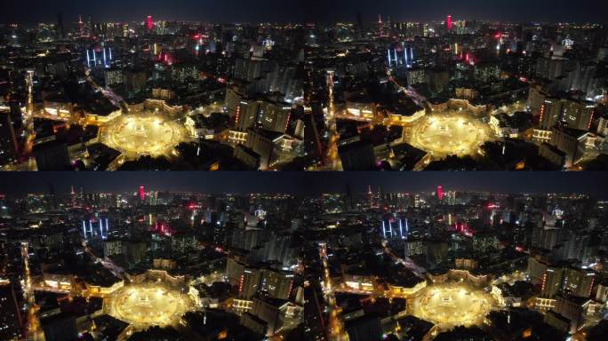 沈阳中山广场城市高楼交通航拍夜景风光