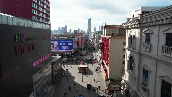 沈阳中街城市高楼建筑天际线航拍