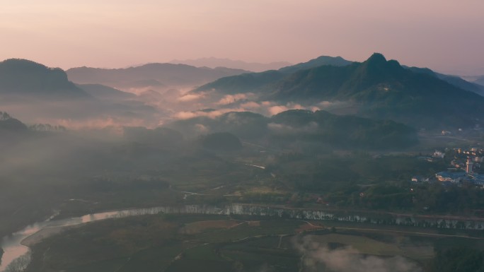 航拍武夷山日出风光