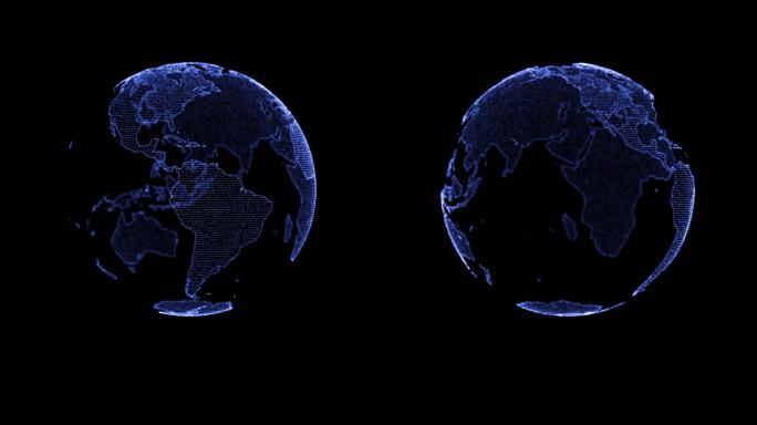 科技感全息投影镂空地球 循环 带透明通道