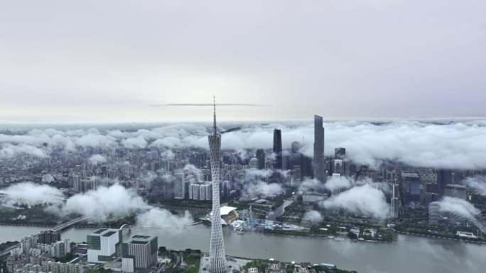 广州塔 珠江新城 云雾 通透 低云层