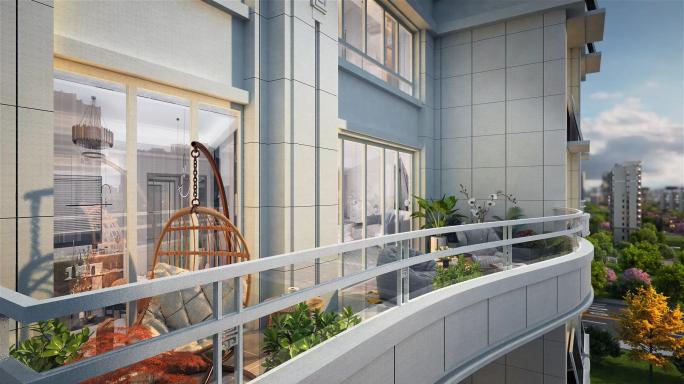 欧式豪华阳台景观三维动画