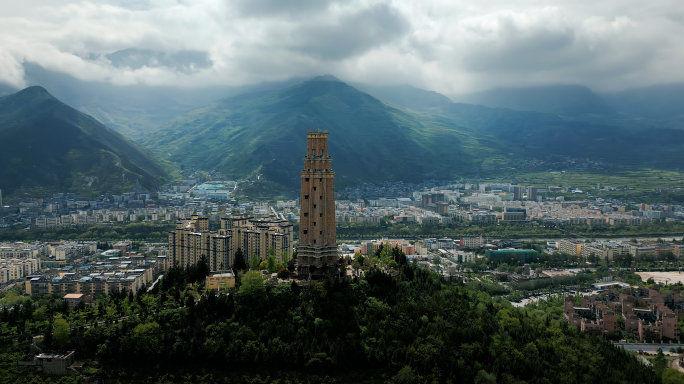 茂县城市全景航拍 航拍阿坝 航拍茂县