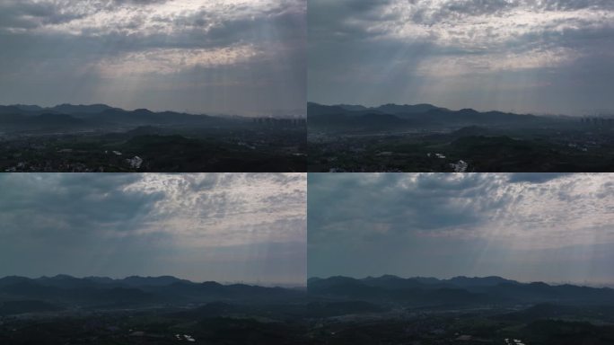 杭州平原山峦丁达尔耶稣光光影延时空镜合集