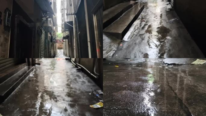 雨巷秋雨绵绵 街道小雨地面水珠 雨丝雨季