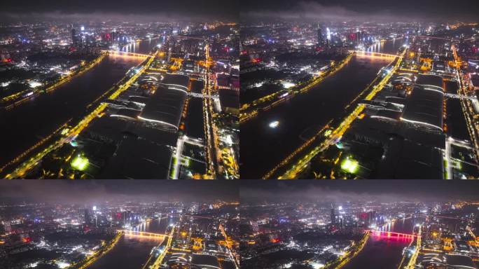 广州琶洲与金融城夜景延时航拍