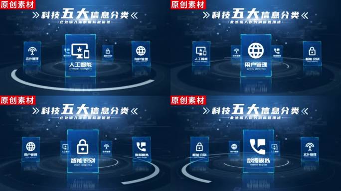 【5】科技数据企业信息分类AE模板包装五