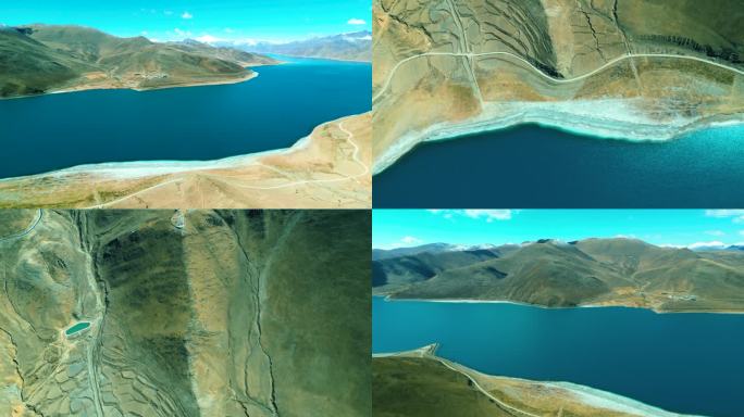 西藏羊湖游客打卡旅行风光实拍合集