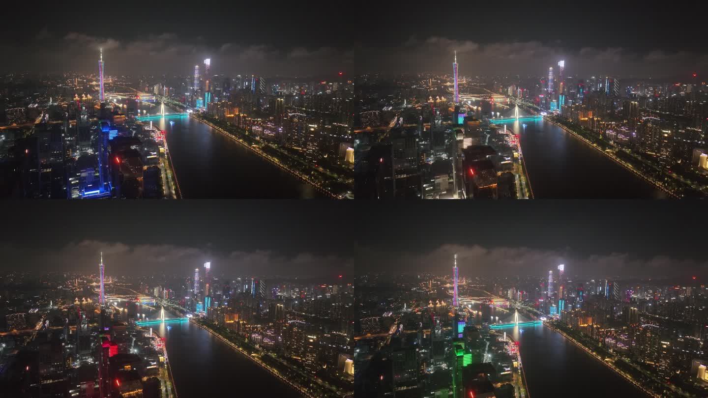 珠江两岸广州夜景延时航拍