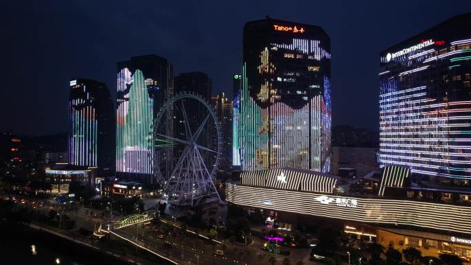泉州东海泰禾晋江大桥夜景航拍
