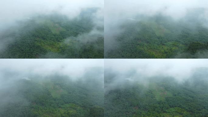 清晨山林云雾缭绕大气航拍素材