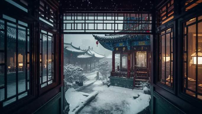 中国飘雪舞台背景