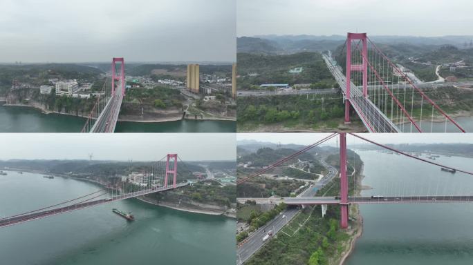 湖北宜昌长江公路大桥4K航拍