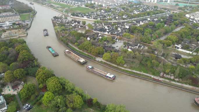 原创苏州京杭运河城市航拍景观