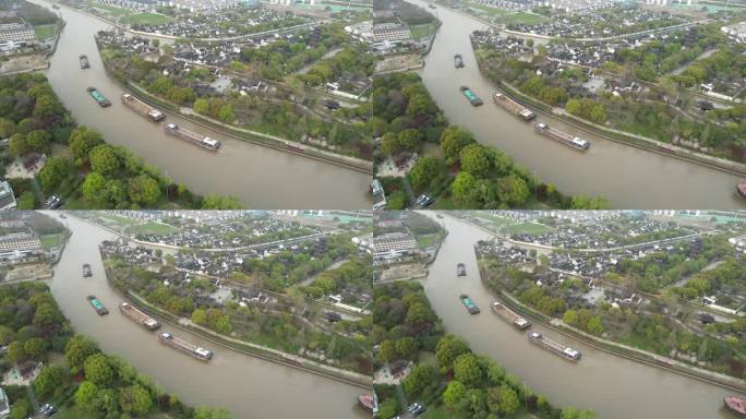 原创苏州京杭运河城市航拍景观