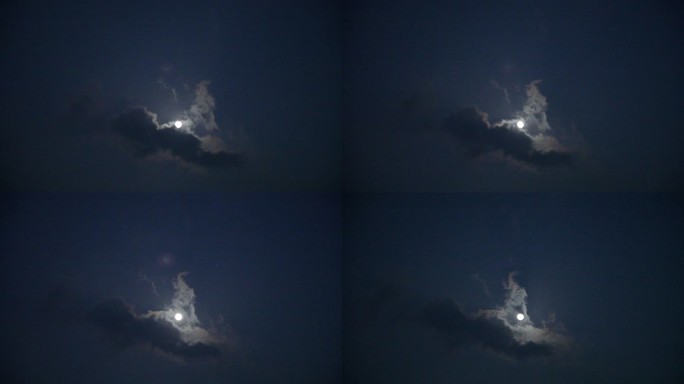 月黑风高的夜晚云朵和月亮