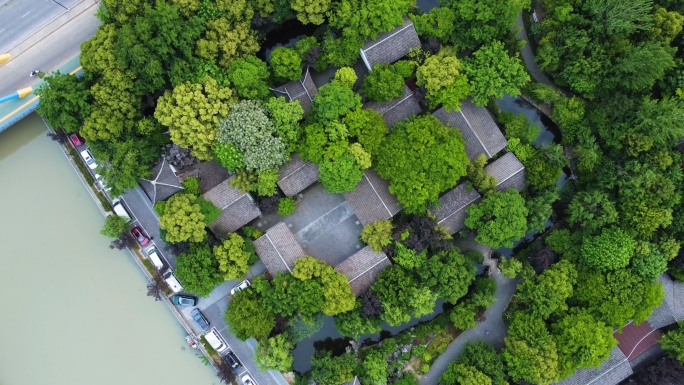 嘉兴落帆亭航拍