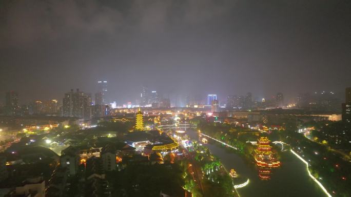 运河之都江苏淮安城市夜景风光