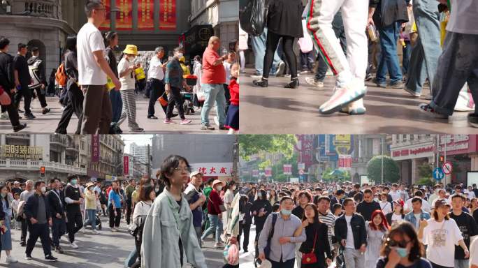 人山人海的上海南京步行街