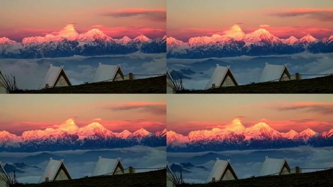 贡嘎雪山日照金山牛背山最佳视角