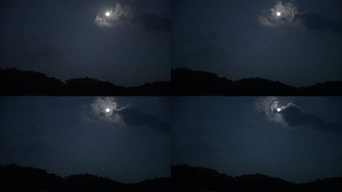 月黑风高的夜晚云朵和月亮