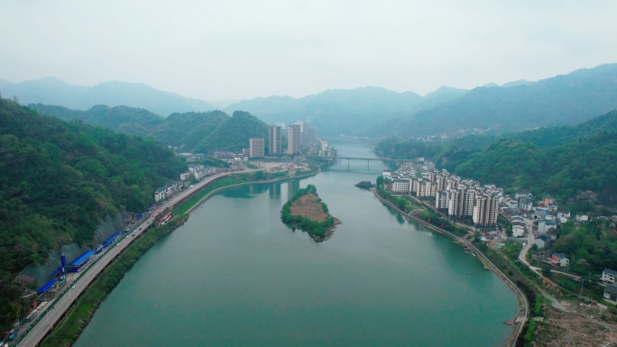 长阳山水清江水墨山水雨天清江航拍水墨山水