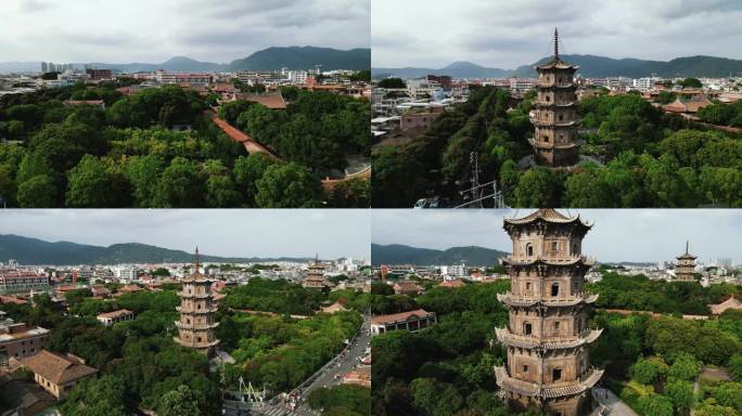 合集福建泉州镇国塔地标建筑航拍