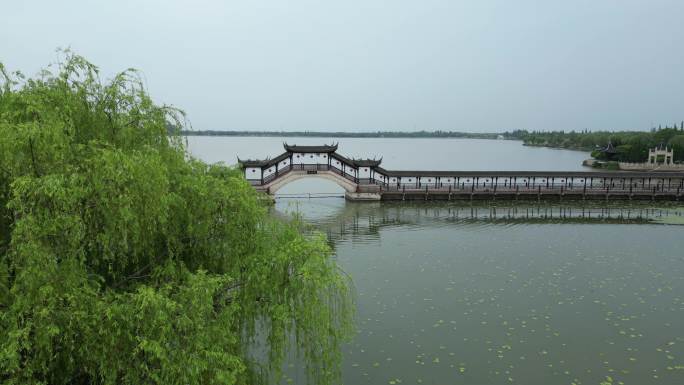 锦溪古镇 江南 航拍 水乡 摇船 寺庙