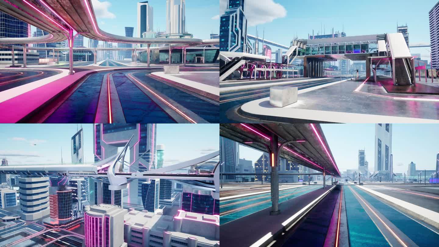 元宇宙科技城市未来穿梭赛博朋克虚拟