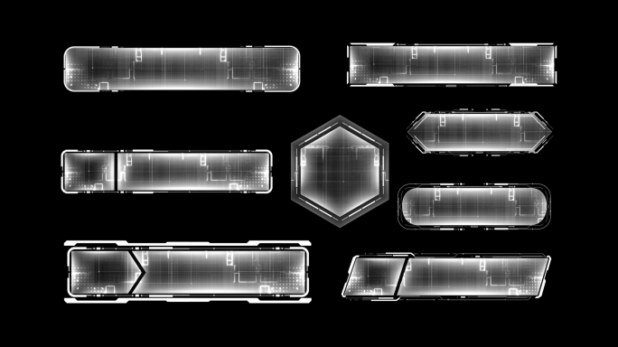 白色科技文字框科技按钮科技标签UI元素