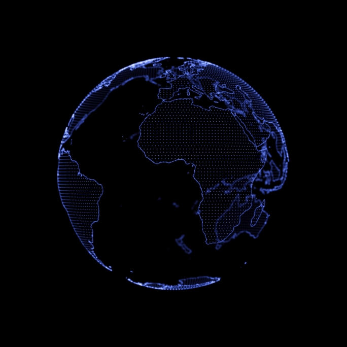 科技感全息投影镂空地球 循环 带透明通道